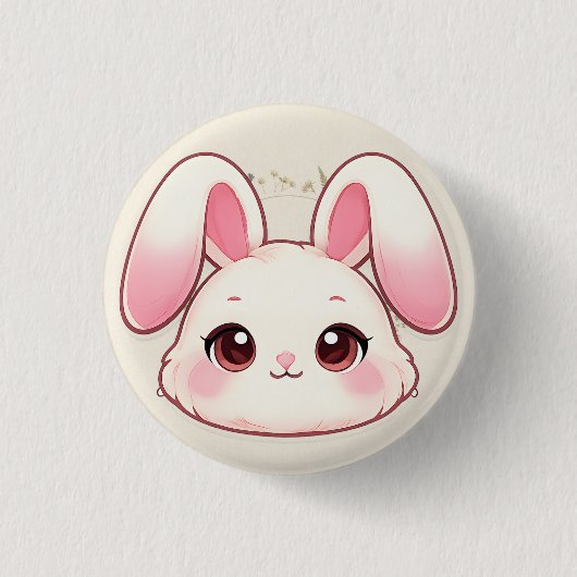 Badge Rond 2,50 Cm Cute Kawaii Bunny Face Button (Devant)
