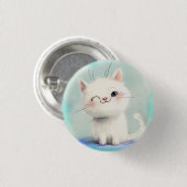 Badge Rond 2,50 Cm Cute Kitten blanc (Devant & derrière)