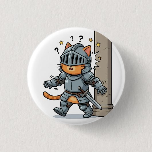 Badge Rond 2,50 Cm Cute Knight Cat Button (Devant)