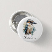 Badge Rond 2,50 Cm Cute Kookaburra sur une branche, personnalisé (Devant & derrière)