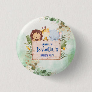 Badge Rond 2,50 Cm Cute Lion Giraffe Fleur tropicale Fête d'anniversa