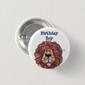 Badge Rond 2,50 Cm Cute Lion Party Centre Anniversaire Garçon (Devant & derrière)