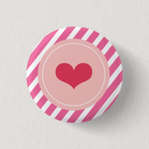 Badge Rond 2,50 Cm Cute Love Pink Stripes Valentine's Day Buttons
