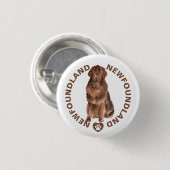 Badge Rond 2,50 Cm Cute Newfoundland Chig Breed Aquarelles (Devant & derrière)