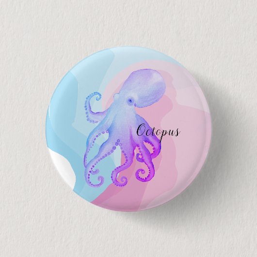 Badge Rond 2,50 Cm Cute pieuvre aquarelle (Devant)
