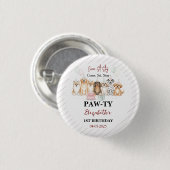 Badge Rond 2,50 Cm Cute Puppy Dog Boy 1st Birthday | Pawty Time First (Devant & derrière)
