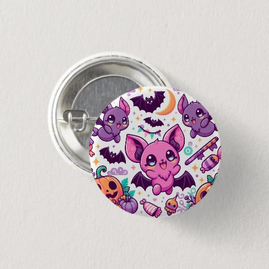 Badge Rond 2,50 Cm Cute purple bats halloween candy (Devant & derrière)