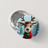 Badge Rond 2,50 Cm Cute Reindeer (Devant & derrière)