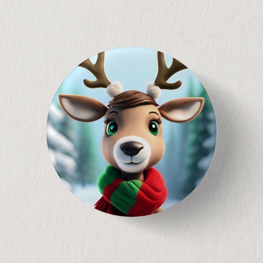 Badge Rond 2,50 Cm Cute Reindeer (Devant)