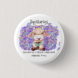 Badge Rond 2,50 Cm Cute Sagittarius Watercolor Bull