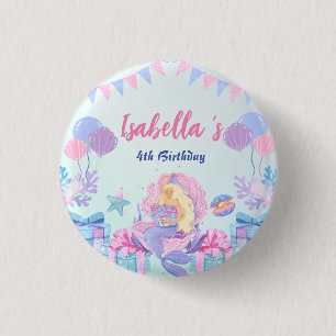 Badge Rond 2,50 Cm Cute Sirène Arc-en-ciel Aquarelle fête d'anniversa