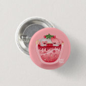 Badge Rond 2,50 Cm Cute Strawberry Button – Pink Design (Devant & derrière)