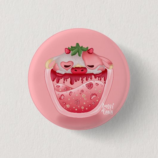 Badge Rond 2,50 Cm Cute Strawberry Button – Pink Design (Devant)