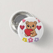 Badge Rond 2,50 Cm Cute Teddy Bear Saint-Valentin (Devant & derrière)
