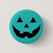 Badge Rond 2,50 Cm Cute turquoise citrouille Jack-o'-lantern Hallowee (Devant)