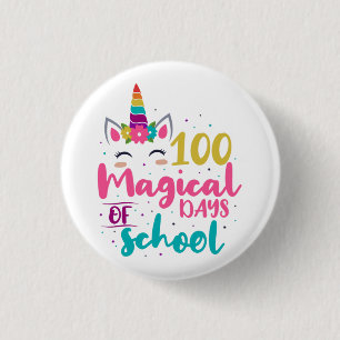 Badge Rond 2,50 Cm Cute Unicorn 100 Jours Magiques De L'École