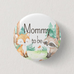 Badge Rond 2,50 Cm Cute Woodland Baby shower thème Momie à être