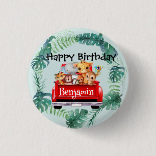 Badge Rond 2,50 Cm Cute Zoo jungle ferme camion garçon Fête d'anniver