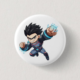 Badge Rond 2,50 Cm Cyber Hero Anime Fighter – Powerful Chibi Characte