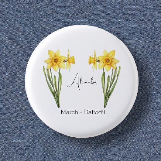 Badge Rond 2,50 Cm Daffodique de mars de la fleur de naissance