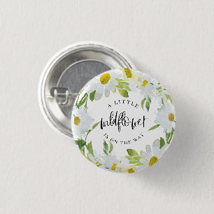 Badge Rond 2,50 Cm Daisy Fleur sauvage Baby shower été fleuri