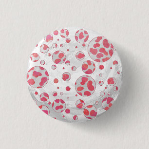 Badge Rond 2,50 Cm Dalmatien à taches roses et blanches