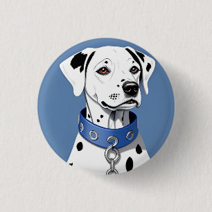 Badge Rond 2,50 Cm Dalmatien portant un collier bleu