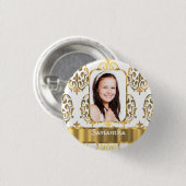 Badge Rond 2,50 Cm Damas blanc et or (Devant & derrière)