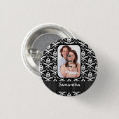 Badge Rond 2,50 Cm Damas noir et blanc (Devant & derrière)