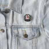 Badge Rond 2,50 Cm Damas noir et blanc (En situation)