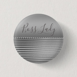 Badge Rond 2,50 Cm Dame Boss Silver Sleek