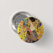 Badge Rond 2,50 Cm Dame Gustav Klimt Avec Ventilateur (Devant & derrière)