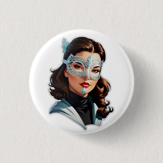 Badge Rond 2,50 Cm Dame masquée vénitienne (Devant)