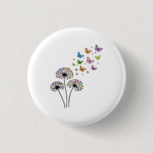 Badge Rond 2,50 Cm Dandelion butterfly flow (Devant)