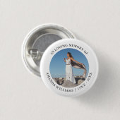Badge Rond 2,50 Cm Dans la mémoire aimée Noël White Keepsaké Photo (Devant & derrière)