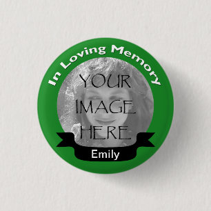 Badge Rond 2,50 Cm Dans le bouton affectueux de vert de photo de
