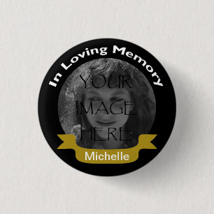 Badge Rond 2,50 Cm Dans le noir affectueux de photo de mémoire/bouto