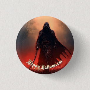 Badge Rond 2,50 Cm Dans l'ombre de la Faucheuse - Bouton Halloween