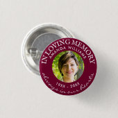 Badge Rond 2,50 Cm Dans Loving Memory Modern Burgundy (Devant & derrière)