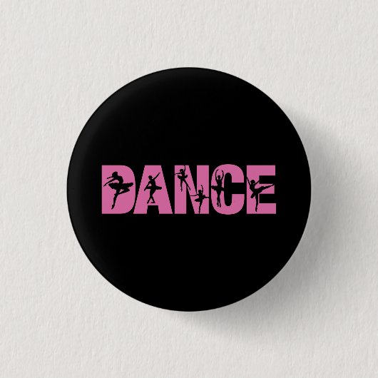 Badge Rond 2,50 Cm DANSE Rose avec coutures Ballerina (Devant)