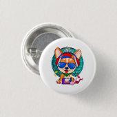 Badge Rond 2,50 Cm Danser Corgi Kawaii Cute (Devant & derrière)