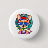 Badge Rond 2,50 Cm Danser Corgi Kawaii Cute (Devant)