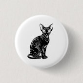 Badge Rond 2,50 Cm Dark Sphynx Cat Art – Mysterious Minimal Design (Devant)