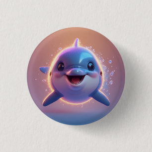 Badge Rond 2,50 Cm Dauphin de dessin animé adorable
