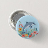 Badge Rond 2,50 Cm Dauphin Floral (Devant & derrière)