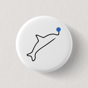 Badge Rond 2,50 Cm Dauphin minimaliste en dessin d'une ligne avec une