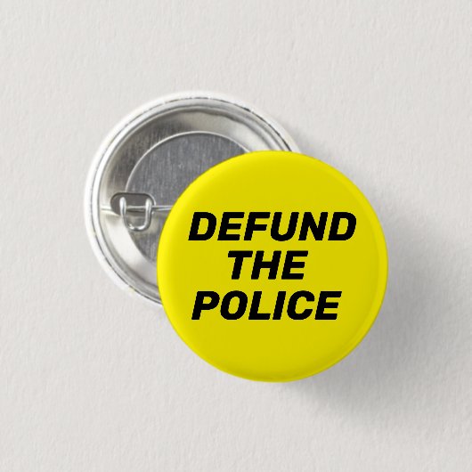 Badge Rond 2,50 Cm "Défendre la police" jaune noir (Devant & derrière)