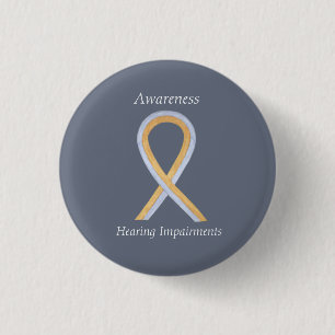 Badge Rond 2,50 Cm Déficiences auditives Sensibilisation Ruban Angel