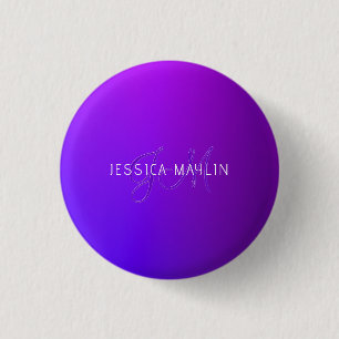 Badge Rond 2,50 Cm Dégradé Violet Moderne Nom & Monogramme