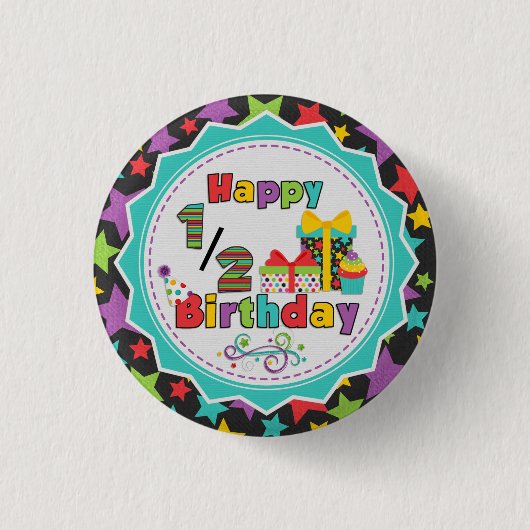 Badge Rond 2,50 Cm Demi de bouton d'anniversaire (Devant)